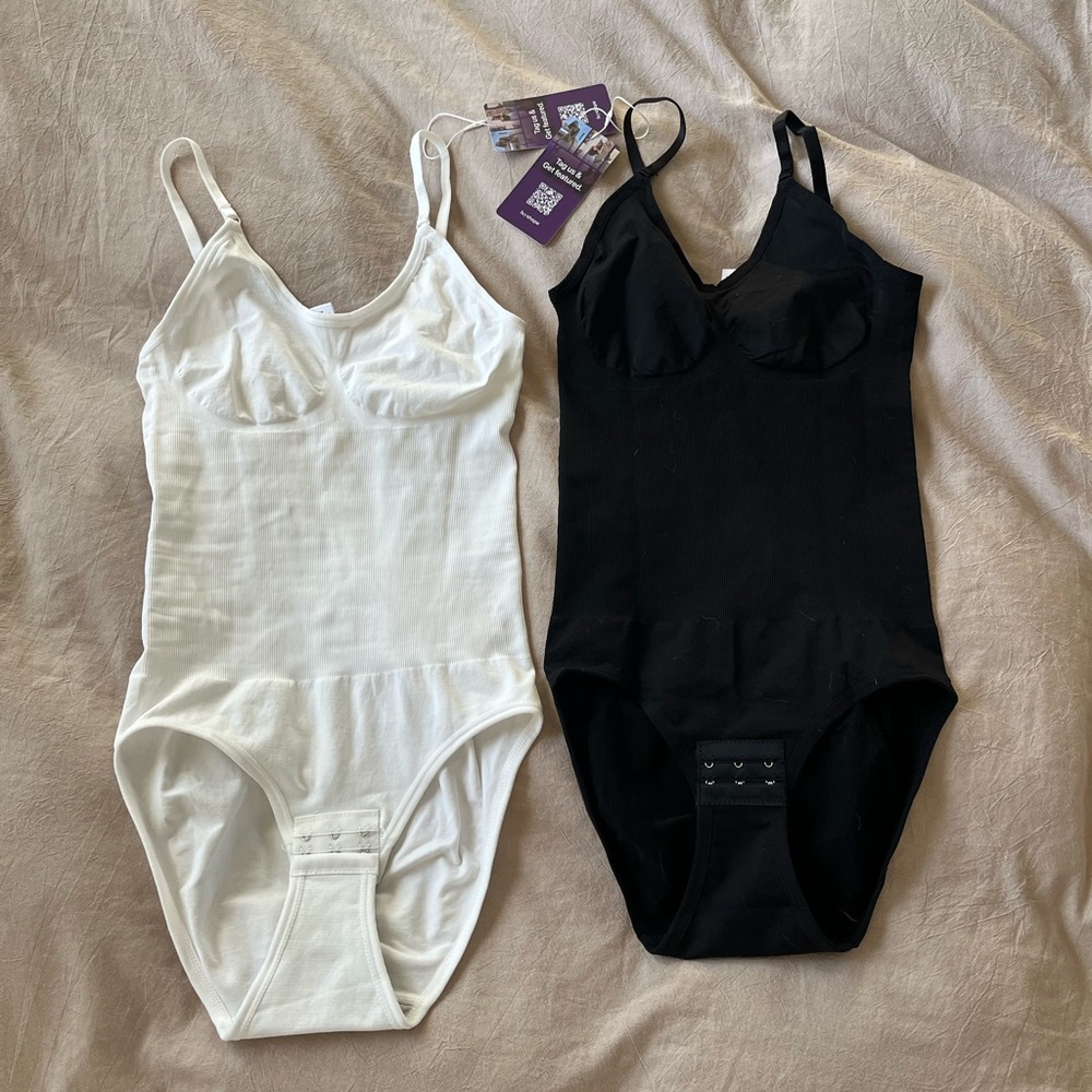 2 Brand new Hey Shape Snatched Body Suits - black and white / size small / NWT